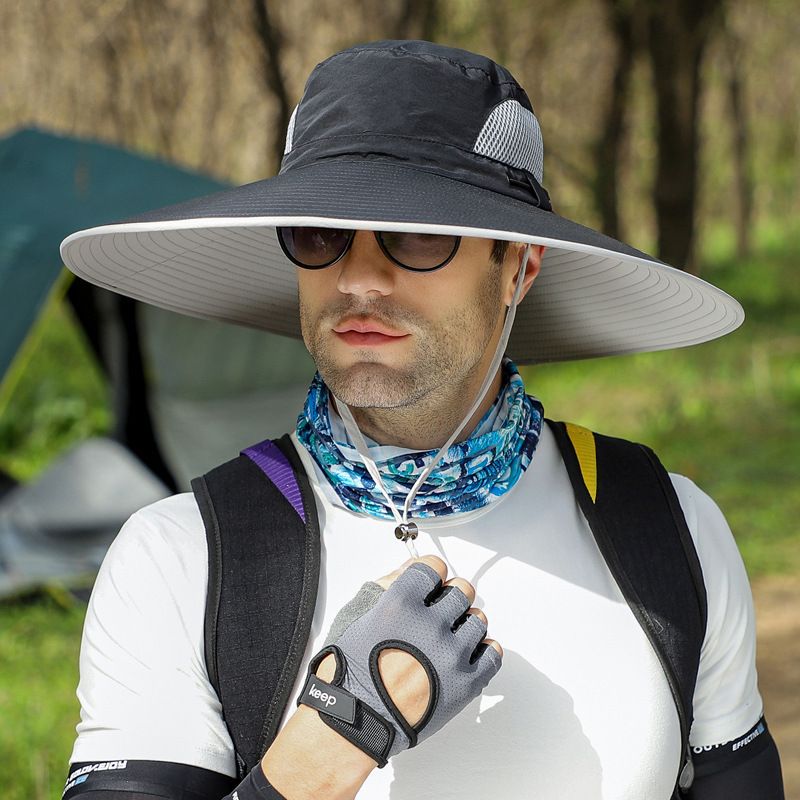 15cm Wide Brim Sun Hat For Men - UPF 50+ UV Protection For Hiking, Travel & Outdoor Activities_voghion.com