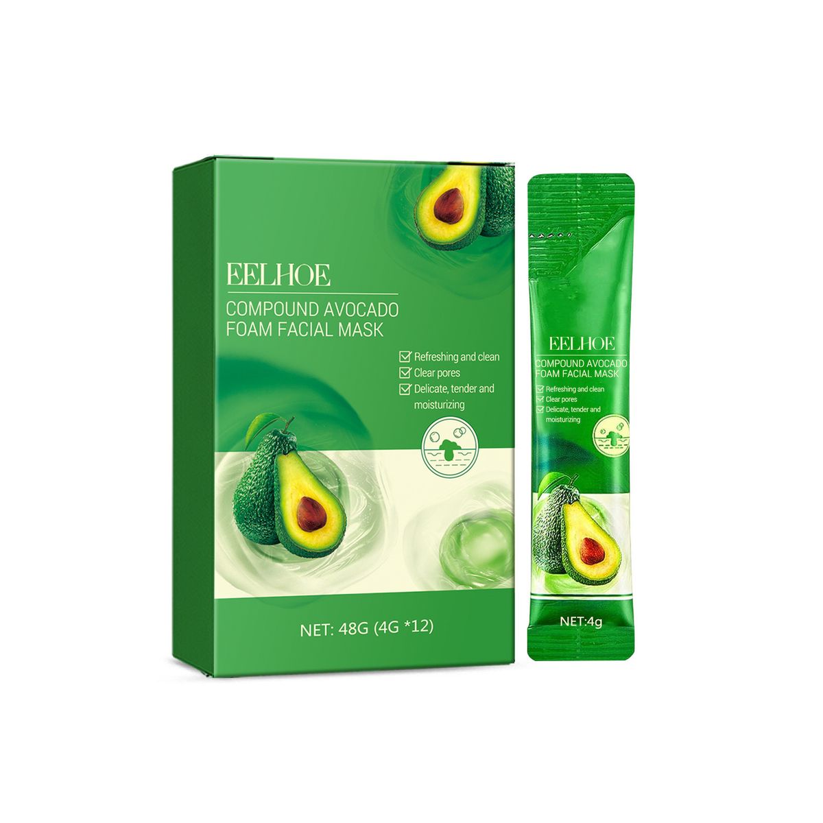 EELHOE Avocado – Schaum-Gesichtsmaske zur Ölkontrolle, Tiefenreinigung, Straffung, Porenaufhellung und Hautverjüngung_voghion.com