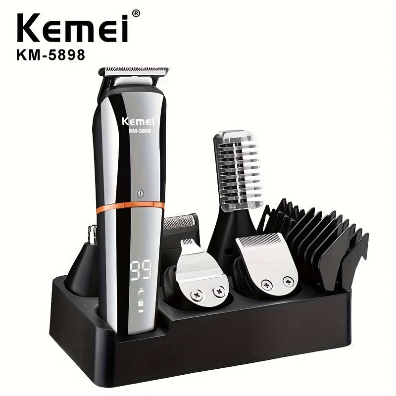 Kemei KM-5898 Kit per la cura dei capelli 11 IN 1 all'ingrosso per parrucchiere tagliacapelli lavabile e ricaricabile per uomo_voghion.com