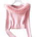 Maglione lavorato a maglia soffice con spalle scoperte – Pullover aderente e morbido_voghion.com