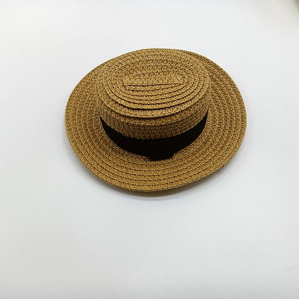 Nuovo cappello da sole per bambola, piccolo, con tesa larga, in paglia e cotone, con parte superiore rotonda_voghion.com