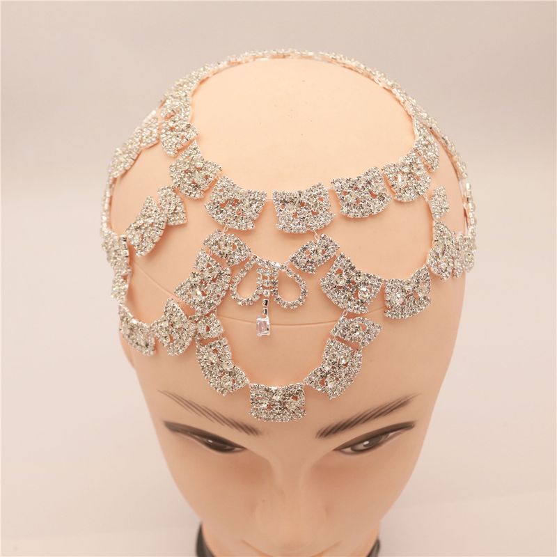 Kopfschmuck in Blumenform mit Strasssteinen, luxuriöser mehrschichtiger Retro-Stirnband mit Strasssteinen, Haarschmuck für die Braut, Kopfschmuck_voghion.com