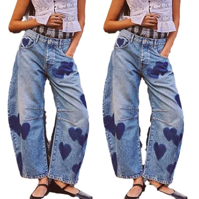 Women's Clothing Spring Casual Loose Mid Waist Tube Shaped Women's Jeans_voghion.com