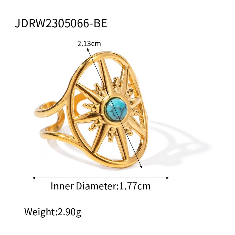 Stile freddo e indifferente, personalità Instagram, texture alla moda, anello turchese in acciaio al titanio dorato, internet femminile_voghion.com