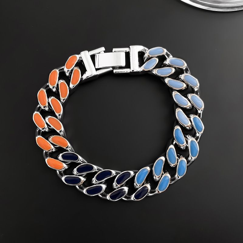 Corful High Street Style Cuban For Men Hip Hop Women Couple Matching Epoxy Cor Block Simple Thick Bracelet Trendy_voghion.com