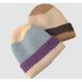 Berretto lavorato a maglia con blocchi di colore Dopamine autunnale, elastico, protezione per le orecchie, caldo cappello invernale unisex in lana_voghion.com