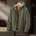 Men's Heavyweight Fleece Jacket – Sherpa-Lined Zip-Up Hoodie For Winter (Black, Army Green, Caramel, Navy Blue)_voghion.com