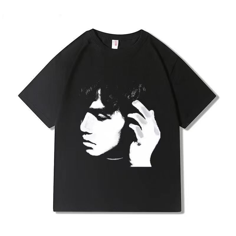 Jay Chou Gleich bedrucktes Herrenmode-T-Shirt im amerikanischen Stil DRD Loose Kurzarm-Sommerkleidung_voghion.com