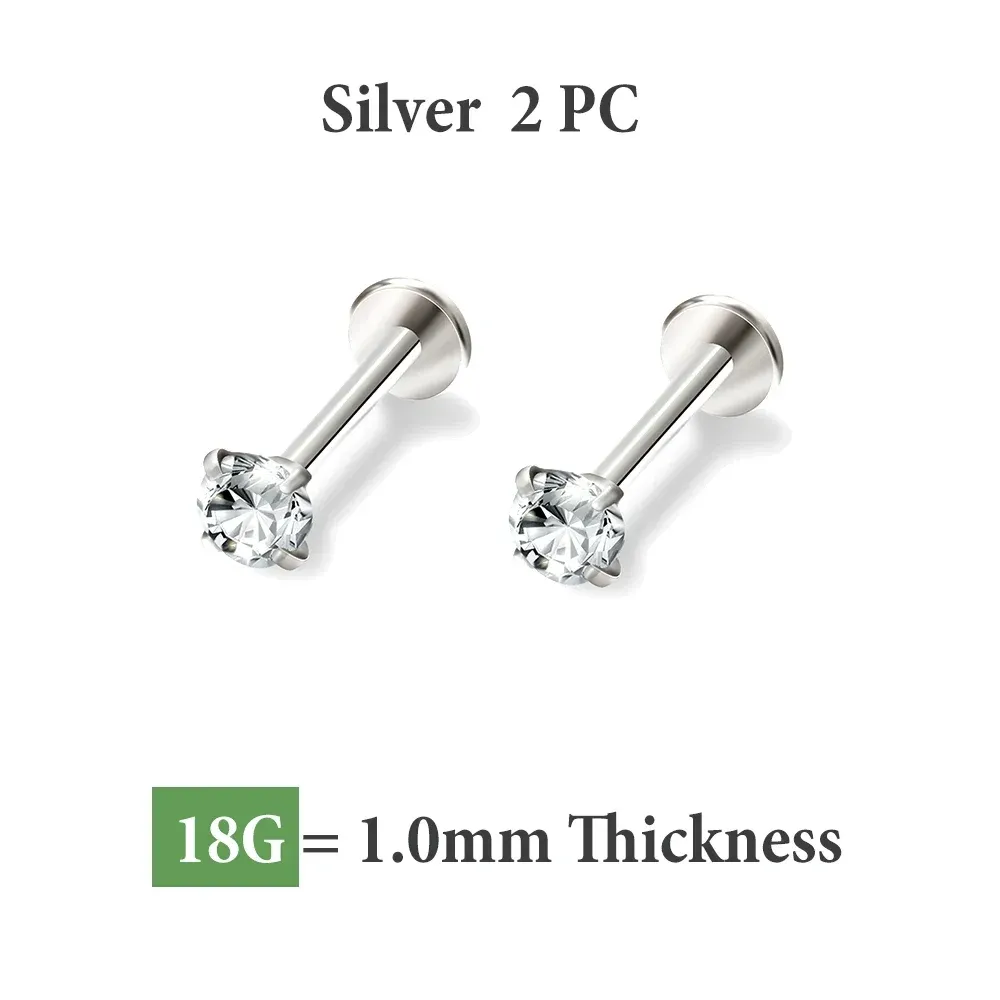 2/8 pezzi orecchini in acciaio inossidabile per naso, piercing alla cartilagine, gioielli, elica, trago, labbro, orecchini piccoli piatti per donna 18G_voghion.com