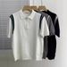 Men's Clothing Half zip Polo Shirt Knitted Short sleeved T shirt Men's Summer New Fashion Contrast Color Splicing Half sleeved Top_voghion.com