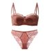 Completo intimo estivo da donna con reggiseno push-up sexy in seta francese con piccolo seno e anello in acciaio morbido_voghion.com