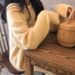 Soft Cream Yellow Knit Sweater Women's Oversized Loose Fit Round Neck Casual Elegant Winter Fall Top_voghion.com
