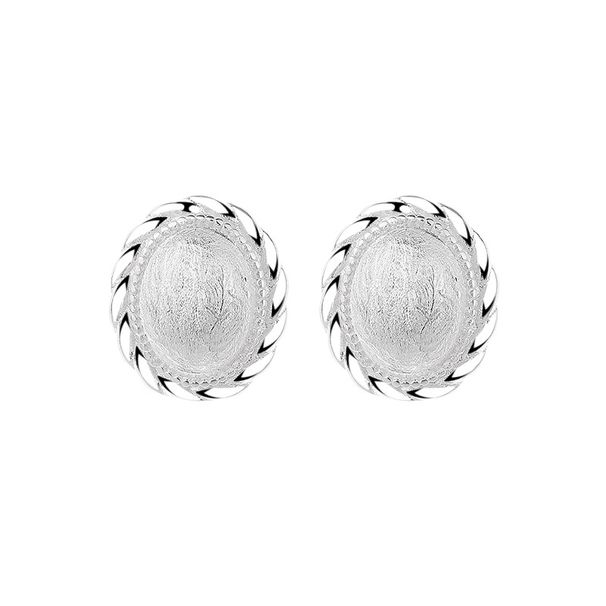 Orecchini ovali in argento sterling con bordo intrecciato - Stile francese vintage, design alla moda e versatile_voghion.com