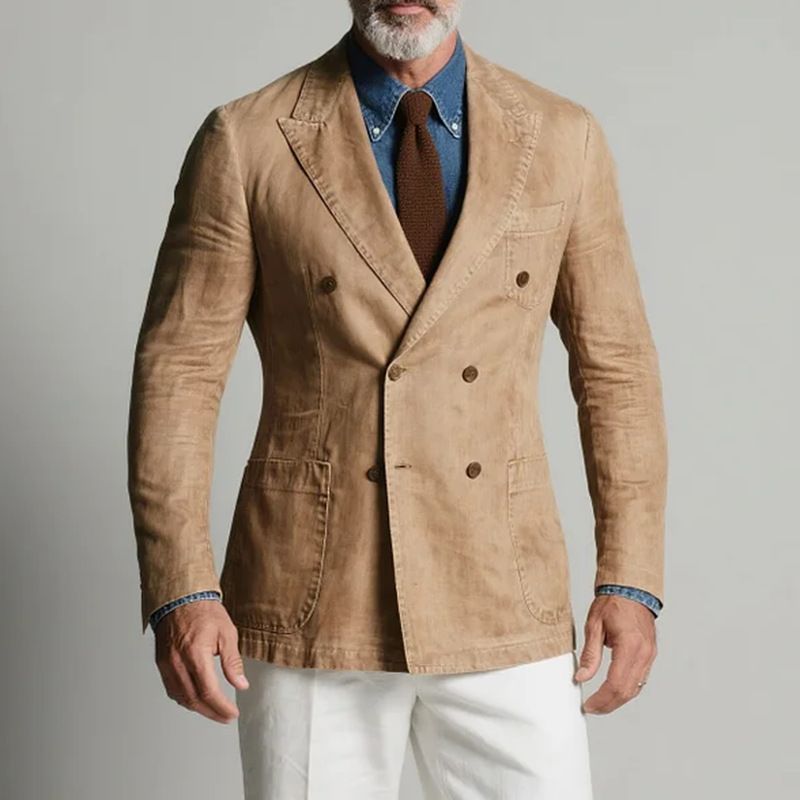 Heren retro double breasted pea coat slim fit jas voor herfst/winter casual zakelijke heren_voghion.com