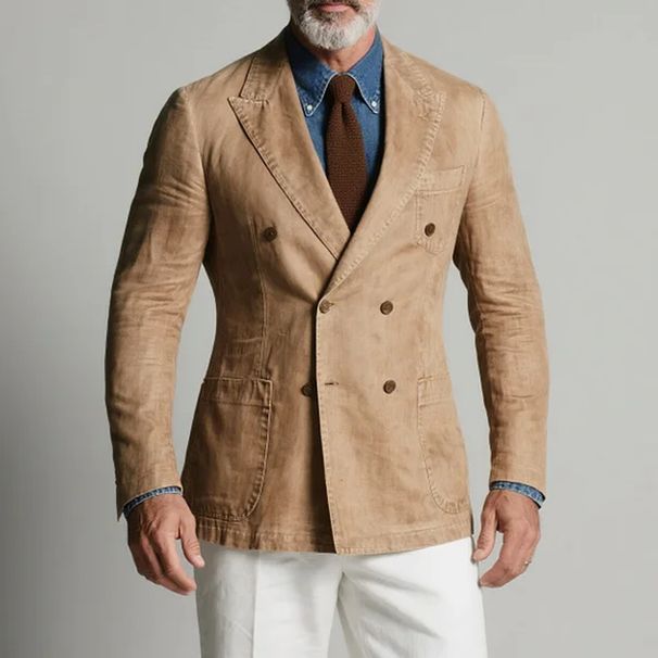 Heren retro double breasted pea coat slim fit jas voor herfst/winter casual zakelijke heren_voghion.com