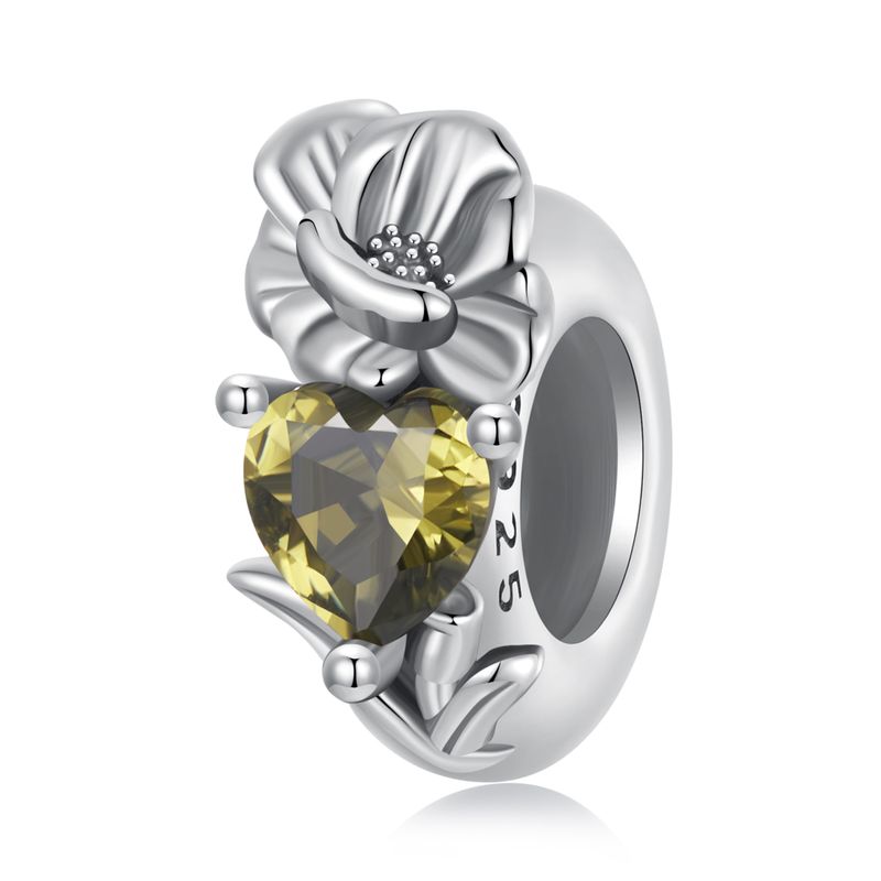 Zwölf Geburtssteine - Mohn-Charm Sterling Silber Charm_voghion.com