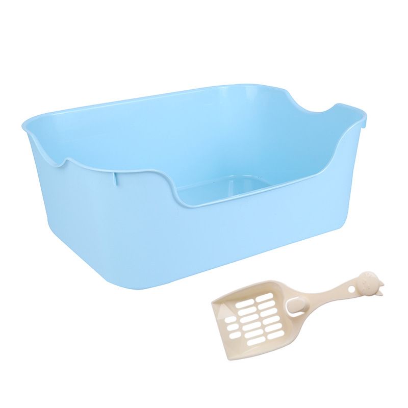 Portable Semi-Enclosed Splash-Proof Toilet Solid Color Box Litter Scoop Cat Supplies_voghion.com