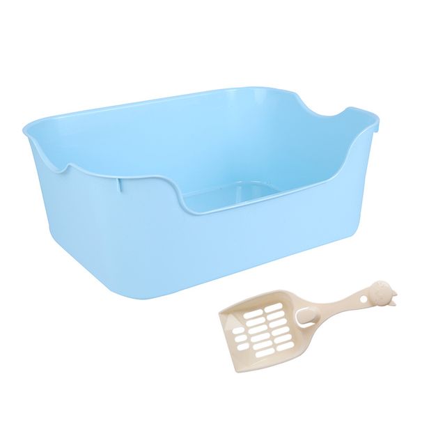 Portable Semi-Enclosed Splash-Proof Toilet Solid Color Box Litter Scoop Cat Supplies_voghion.com