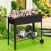 Elevated Planter Box on Wheels with Non-slip Legs and Storage Shelf_voghion.com