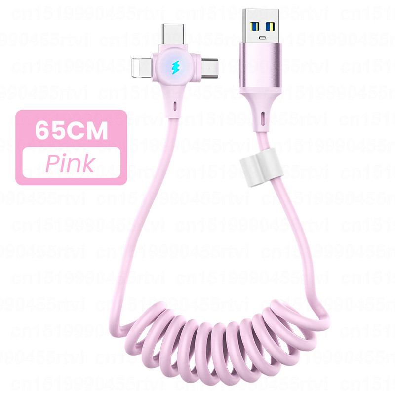 6A 3-in-1 0,65M Federkabel passend für Huawei Xiaomi Samsung Micro 8-Pin C-Typ Schnellladegerät passend für i_voghion.com