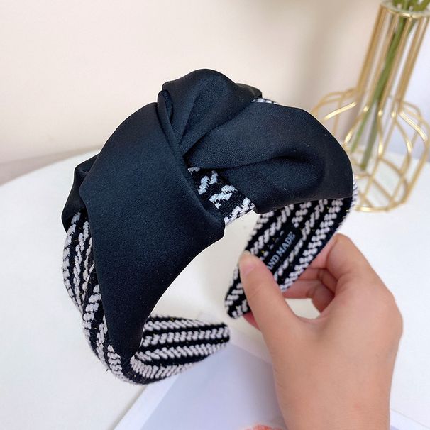 Fascia per capelli a righe francesi di alta qualità, ampia, per donna, autunno inverno, con fermaglio per capelli con teschio alto_voghion.com