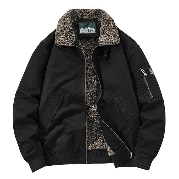 Herrenbekleidung Mantel aus gewaschener Baumwolle für Herbst und Winter, Herrenmantel aus Samt, Herrenjacke, Oberteile, Herrenmantel aus Lammwolle mit Revers, Arbeitskleidung, Baumwollmantel_voghion.com