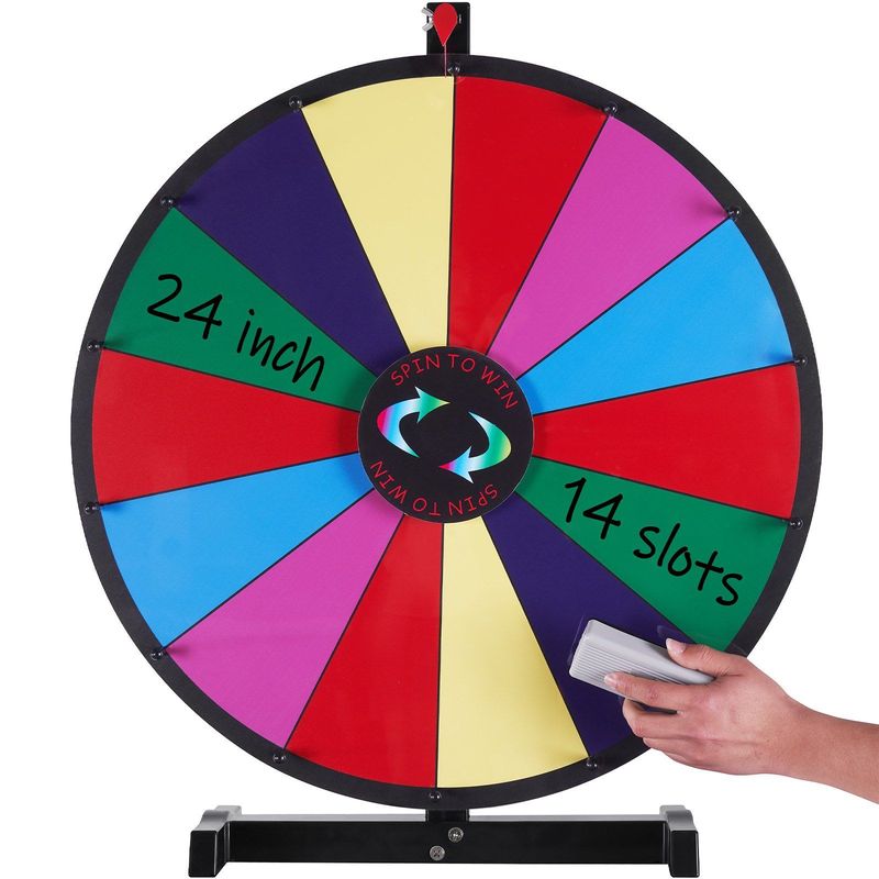 VEVOR 24 Inch Spinning Prize Wheel, 14 Slots Tabletop Spinner, Heavy Duty Roulette Wheel With A Dry Erase And 2 Markers, Win Fortune Spin Games In Party Pub Trade Show Carnival_voghion.com