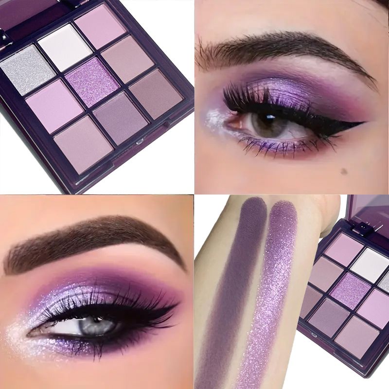 Lila Lidschattenpalette – 9 natürliche und schimmernde Farben für ein langanhaltendes Smoky-Eye-Make-up_voghion.com