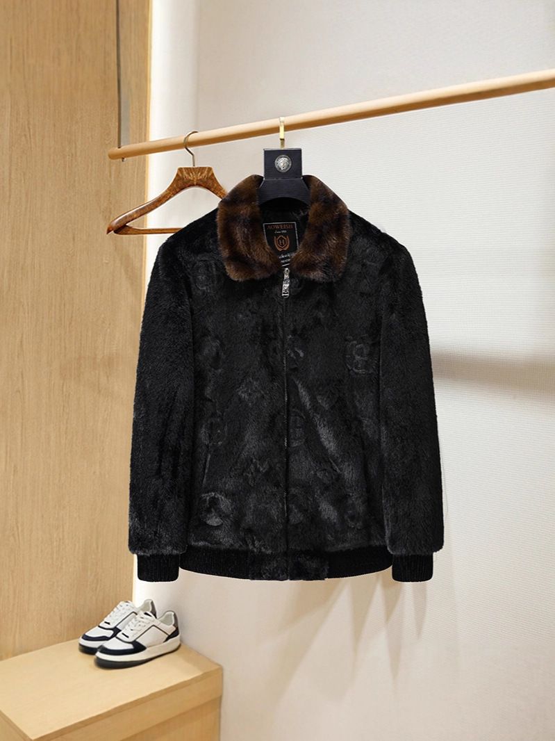 Men’s Premium Faux Mink Coat – Luxurious Winter Jacket With Gold-Tone Shearling & Diamond Quilting_voghion.com