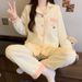 Autumn And Winter Casual Air Cotton Interlayer Thermal Pajamas Women's Loungewear Set_voghion.com