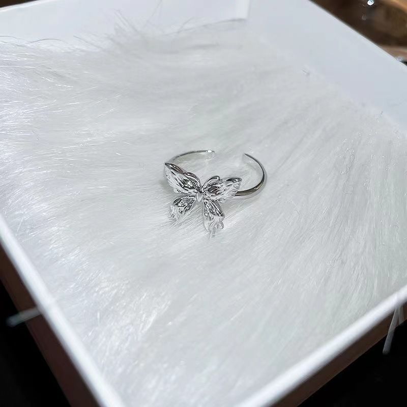 New Liquid Butterfly Open For Women, Ins Niche Design Sense, Wrinkled Minimalist Style, Dark Series Light Luxury Ring_voghion.com