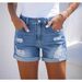 Damenbekleidung Jeans Hohe Taille Bequeme Slim Fit Modische Gerade Casual Denim Shorts_voghion.com
