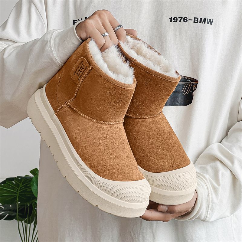 2024 Winter Warm Men's Snow With Sleeves, Round Head Cotton Boots For One Step Stepping, Anti Slip Thick Bottom And_voghion.com