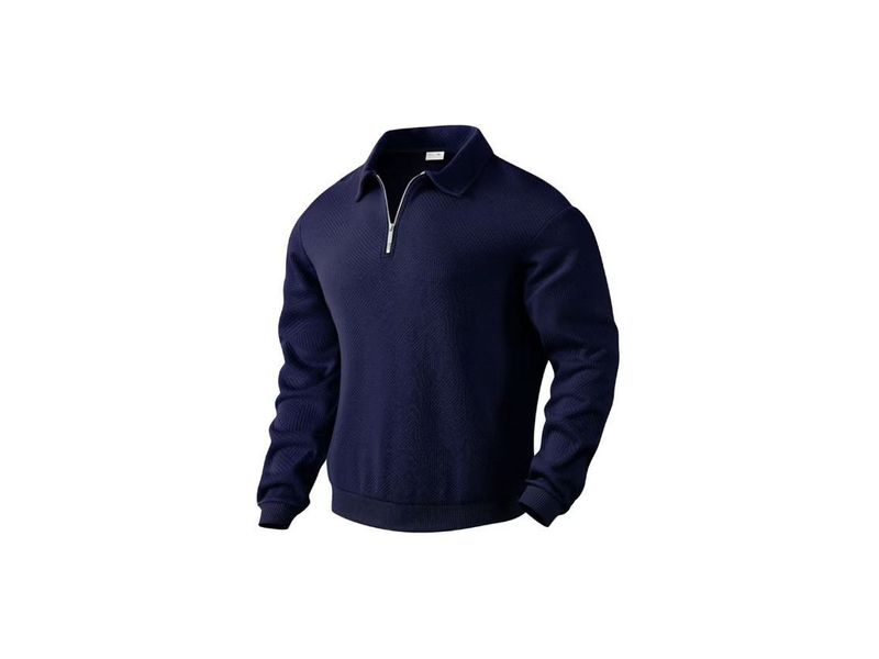 Felpa con risvolto in jacquard con mezza cerniera da uomo, primavera e autunno, alla moda, semplice e versatile, a maniche lunghe_voghion.com