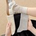 Women's Summer Thin Ins Style, Solid Color, Hollow Mesh, Breathable, White Cotton, Loose Mid Calf Socks, New Wave_voghion.com