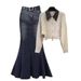 Women's Clothing High Grade Slimming And Meat Covering Knitted Sweater Fishtail Skirt Two Piece Suit_voghion.com