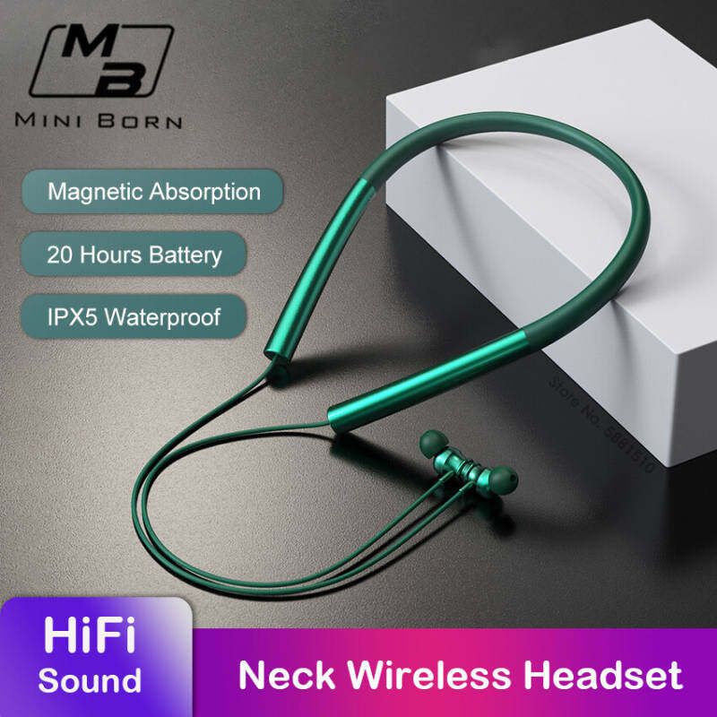 Mini Born In-Ear Austiņas Bezvadu austiņas Bluetooth5.0 Austiņas Kakla siksna Austiņas Kakls Piekarināmas Auss Neievietojamas austiņas Mīksta silikona IPX5 Waterpro_voghion.com