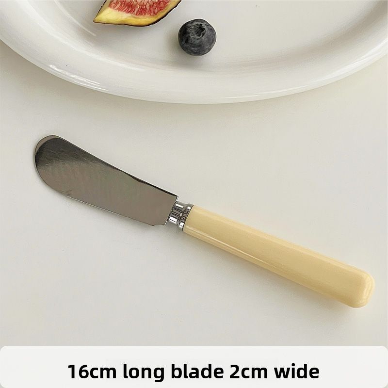 Cream Color Cute Fork Set Western Tableware Student Portable Stainless Steel Dessert Spatula Spoon_voghion.com
