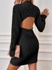 Foreign Trade Cross-Border European American New Source Manufacturer Women's Knitted Cable Backless Long Sleeve Round_voghion.com