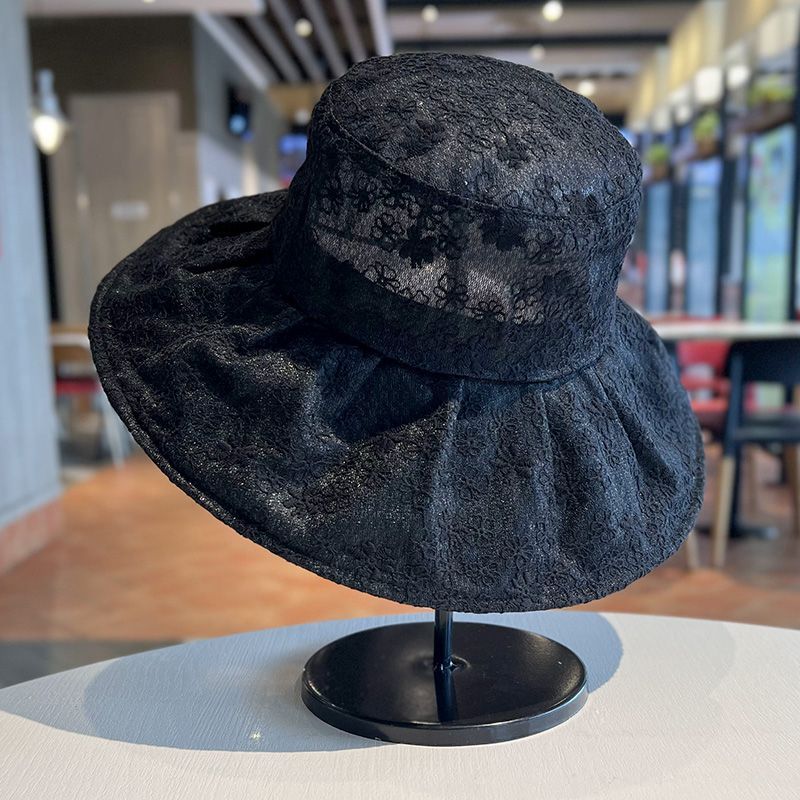 Lace Flower Bucket Women's Summer Eaves UV Protection Travel Foldable Sun Hat_voghion.com