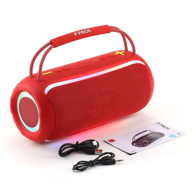 P PRO8 Bluetooth hangszóró BOOMBOX kézi hangszóró 20W nagy teljesítményű RGB kültéri mélynyomó_voghion.com