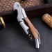Olive Wood Seahorse Multi-Functional Knife Red Wine Opener Leather Set_voghion.com