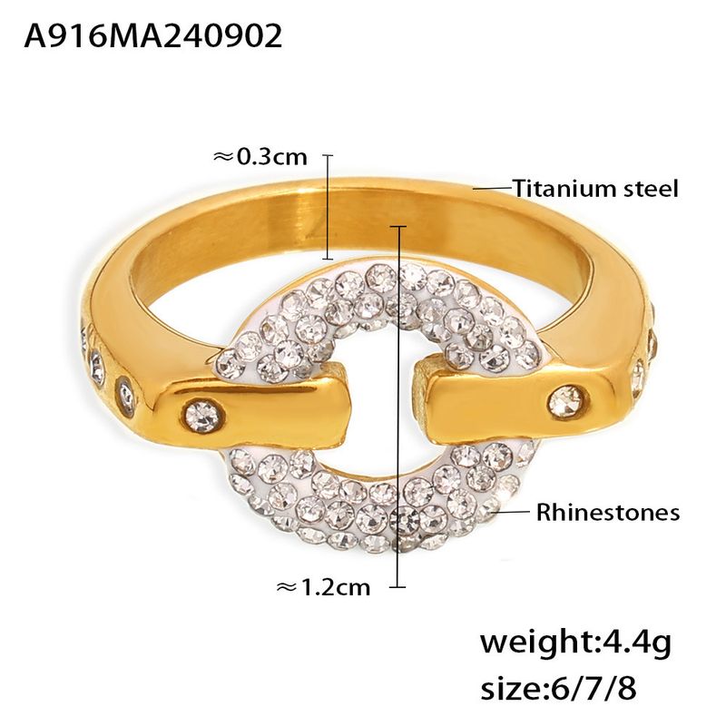 Ins Style Sunburst Funkelnder Sternenhimmel Strass Vergoldeter Nischen-Minimalistischer Titanstahlring für Frauen_voghion.com
