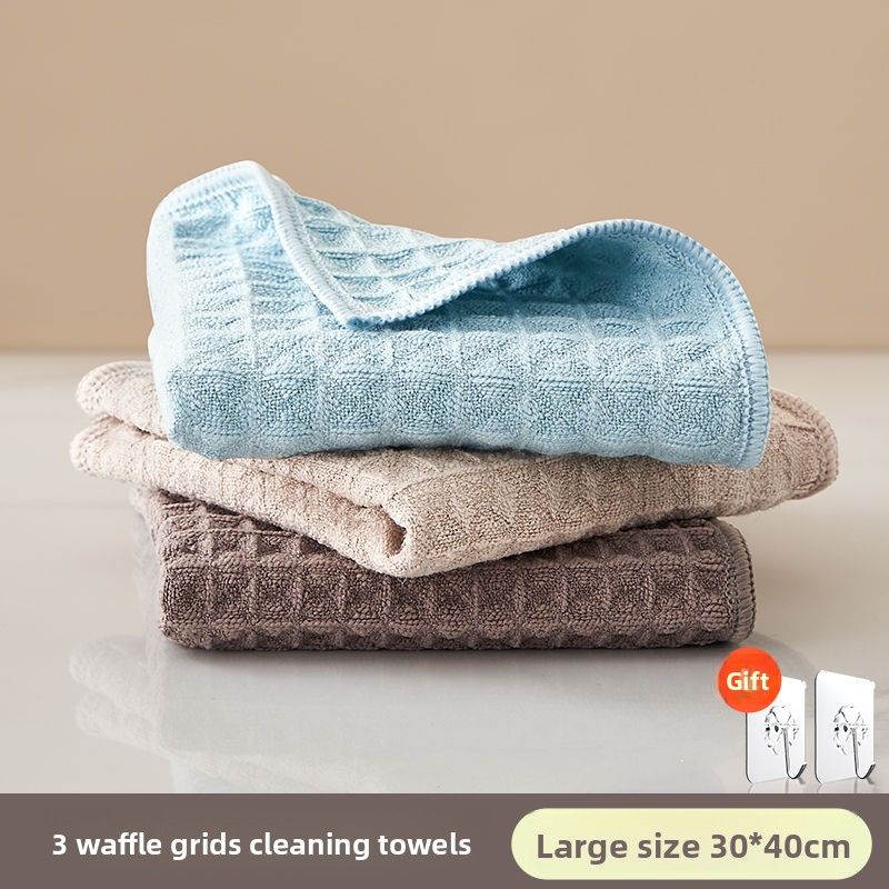 Waffle Bar Towel Barista Special Absorbent Non-Shedding Quick-Dry Coffee Machine Milk Tea Shop Cleaning_voghion.com