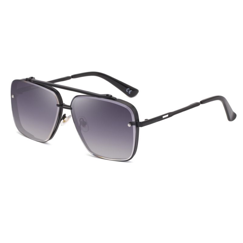 Square Frame Sunglasses Men's Fashion Metal Rimless Cut Edge Sunglasses Women's Fashion_voghion.com