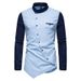 Unbeatable Quality Men's 2025 Spring And Autumn New European Size Youth Personality Irregular Color Collision Henry Collar Shirt Men_voghion.com