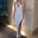 2025 Summer European And American Cross Border New Sexy Fashion Tight Solid Color Knitted Ribbed Side Slit Dress For Women_voghion.com