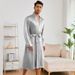 Cross Border Men's Nightgown Shorts Set Solid Color Home Clothes Bathrobe Shorts Set Thin Pajamas TZ3194_voghion.com