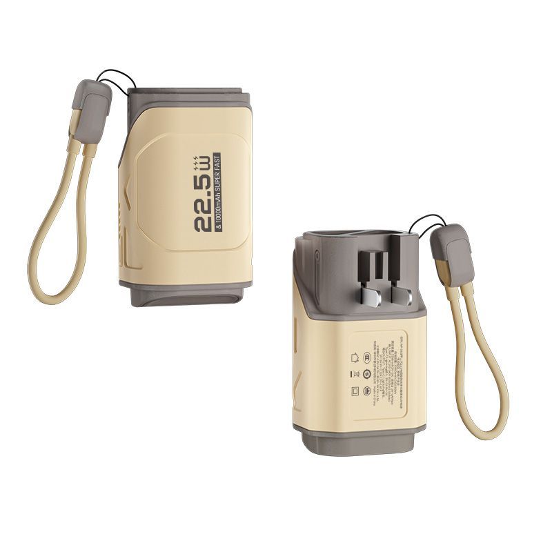 Power Bank certificato 3C per uso aereo, 22,5 W, caricabatterie portatile con spina CA e cavo integrato, grande capacità 10000 mAh_voghion.com