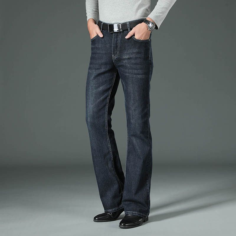 Suitable For All Seasons New Flared Korean Style Trendy Stretch Loose Men's Jeans_voghion.com